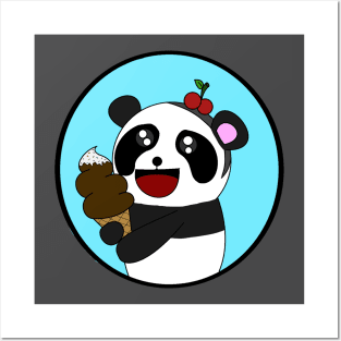 panda and ice cream Posters and Art